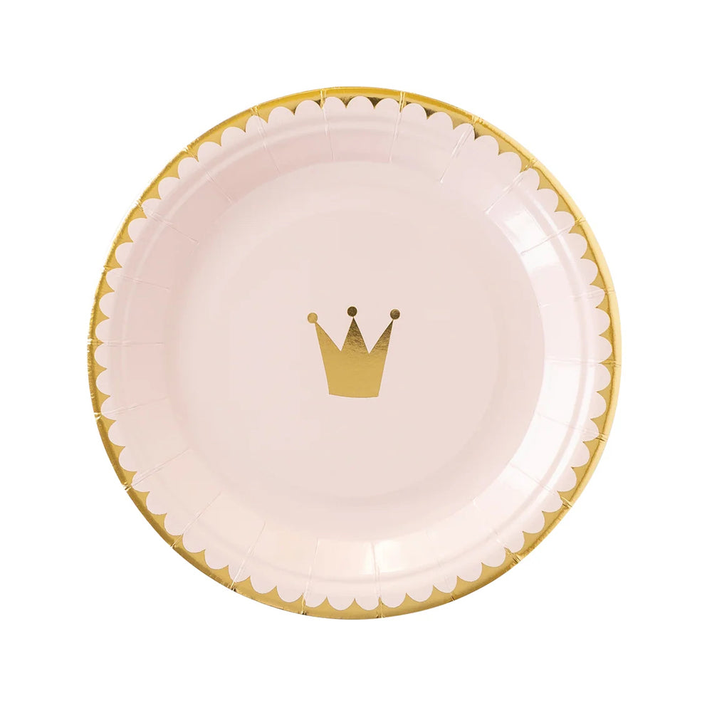 my-minds-eye-pink-gold-princess-party-crown-dessert-plates