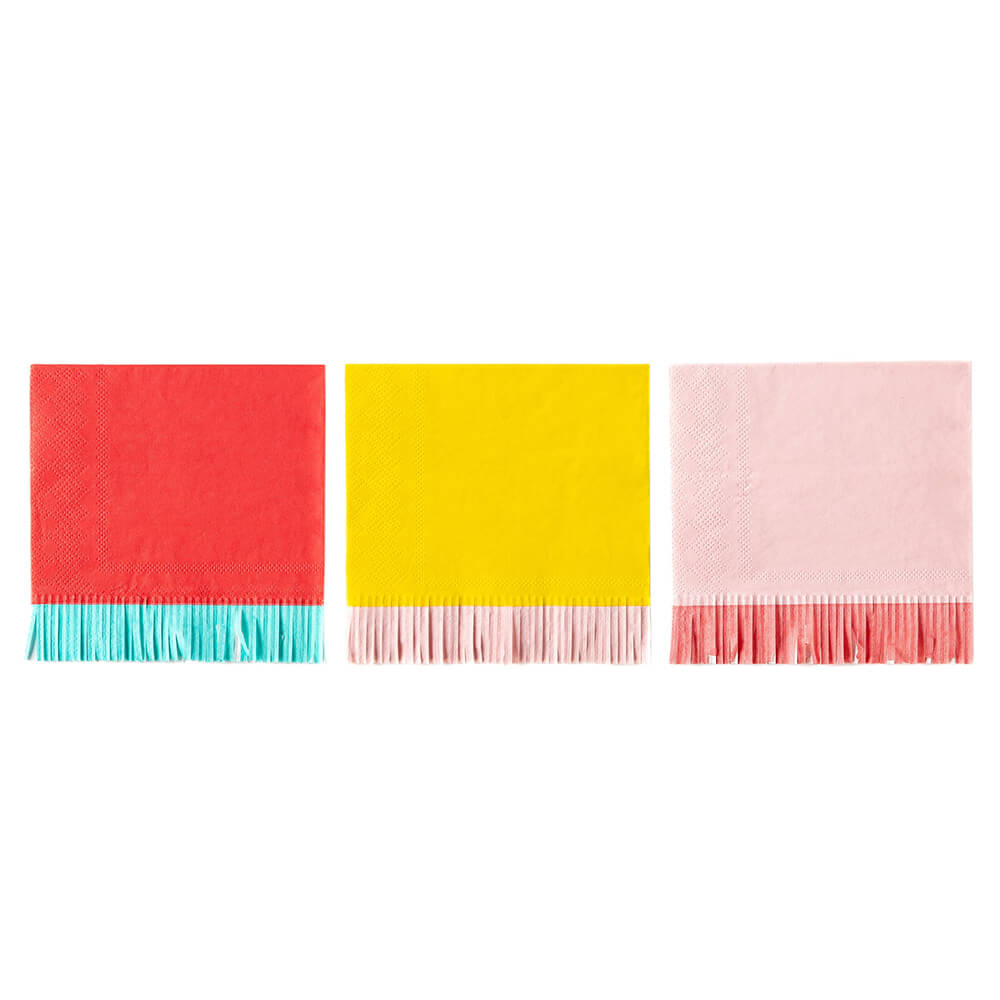 my-minds-eye-red-yellow-pink-Color-Blocked-fringe-cocktail-party-napkins