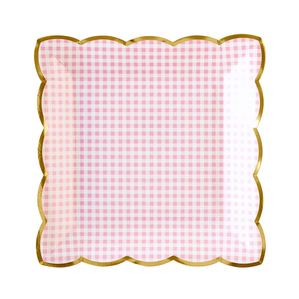 my-minds-eye-spring-easter-pink-gingham-paper-plates-with-gold-foil-edge