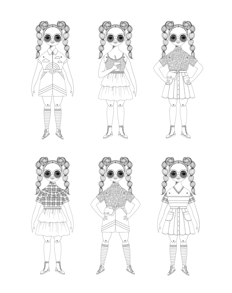 Nellie Paper Doll Coloring Kit - bubblegum market