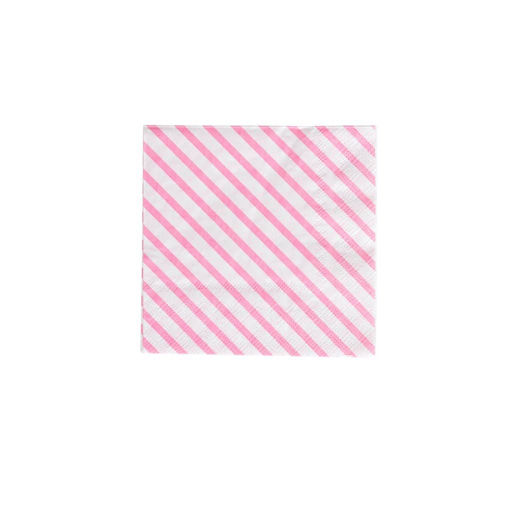 Neon Rose Striped Cocktail Napkins - bubblegum market