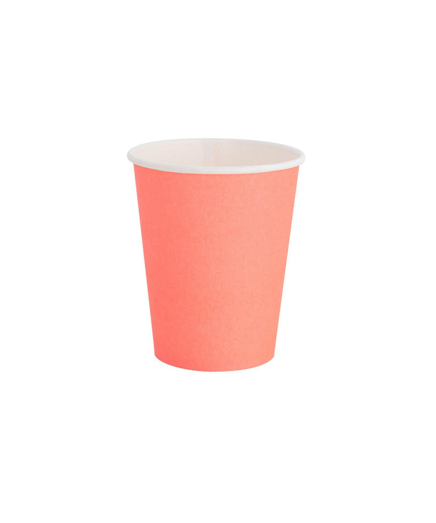 Neon Coral Paper Cups