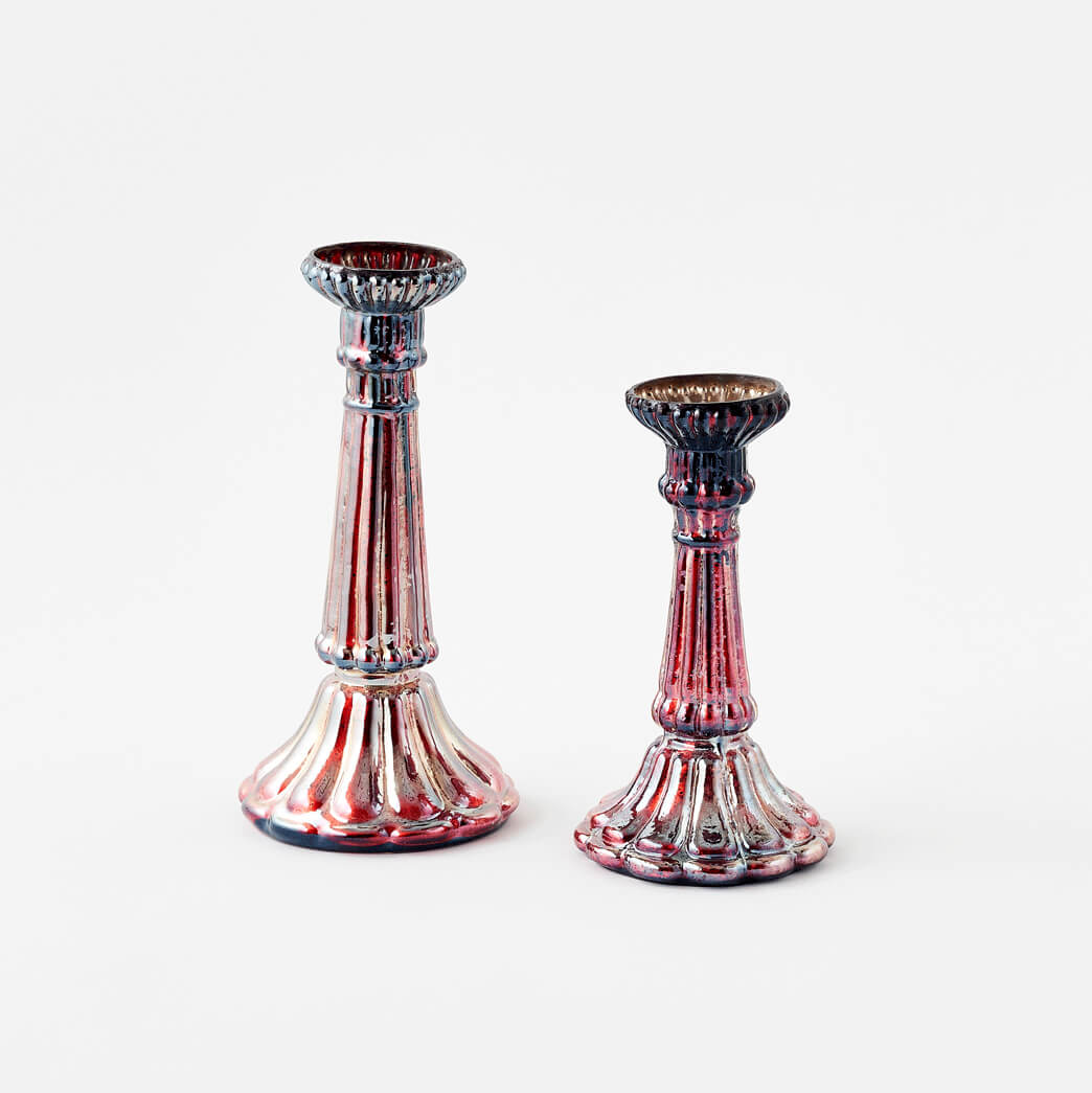 Oil Slick Glass Candlesticks (Set of 2) - bubblegum market