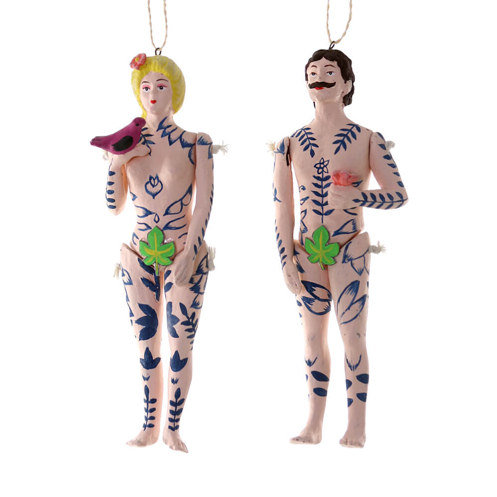 Papermache Adam & Eve Ornaments 6.25" - bubblegum market