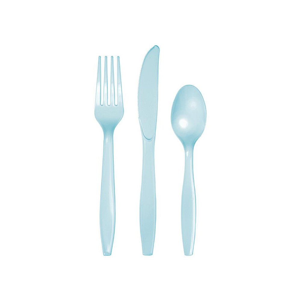 Pastel Blue Plastic Cutlery Set 24ct - bubblegum market