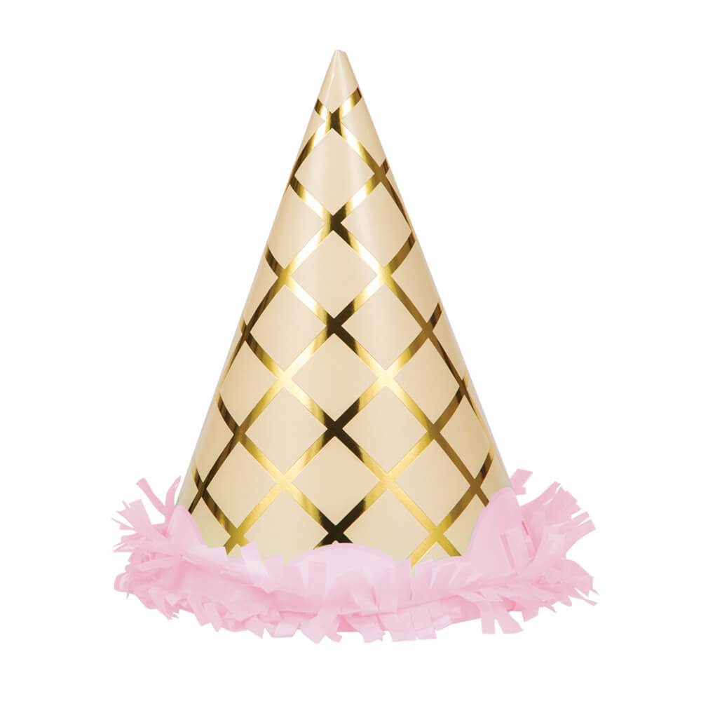 pastel-ice-cream-cone-fringe-party-hats-pink-creative-converting