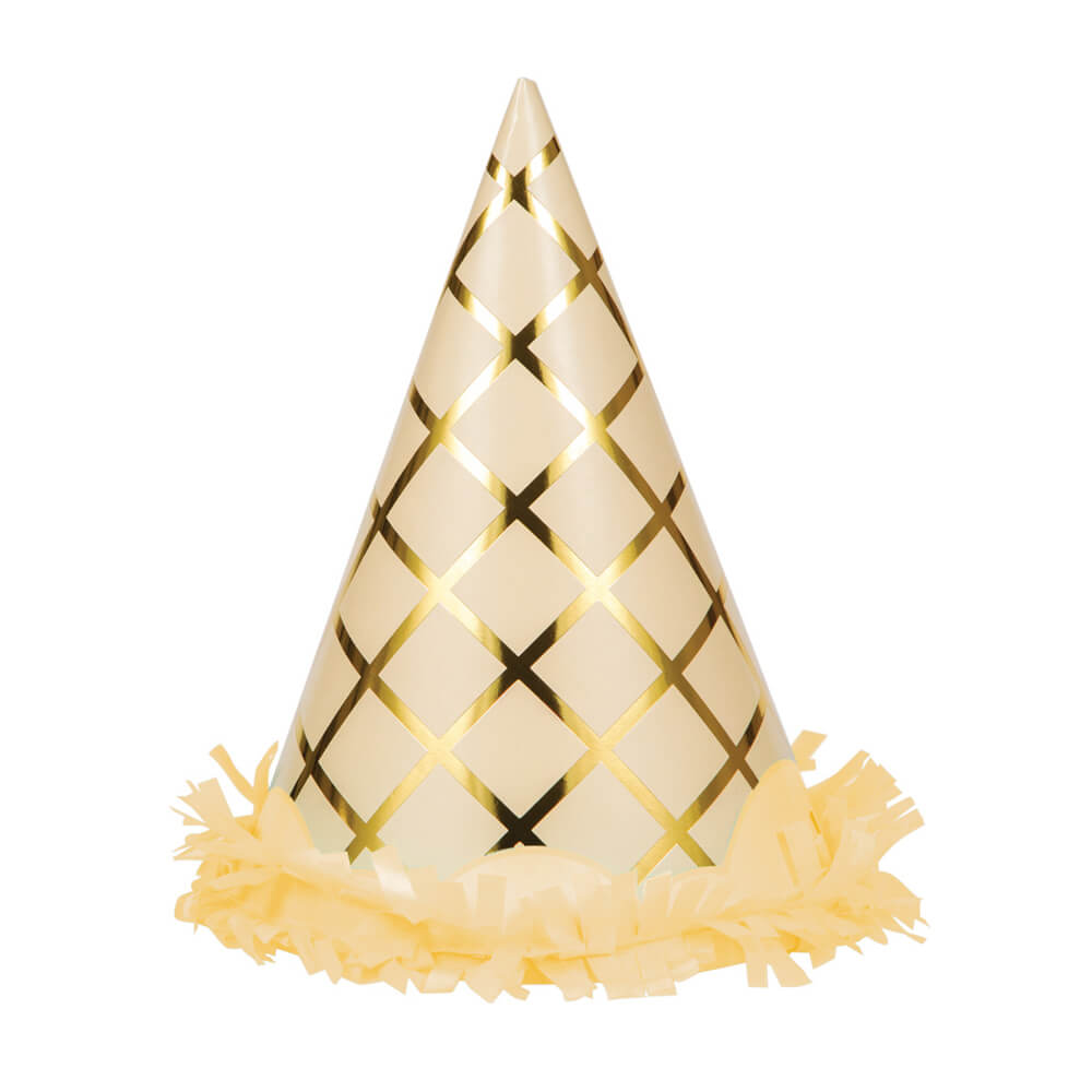 pastel-ice-cream-cone-fringe-party-hats-yellow-creative-converting
