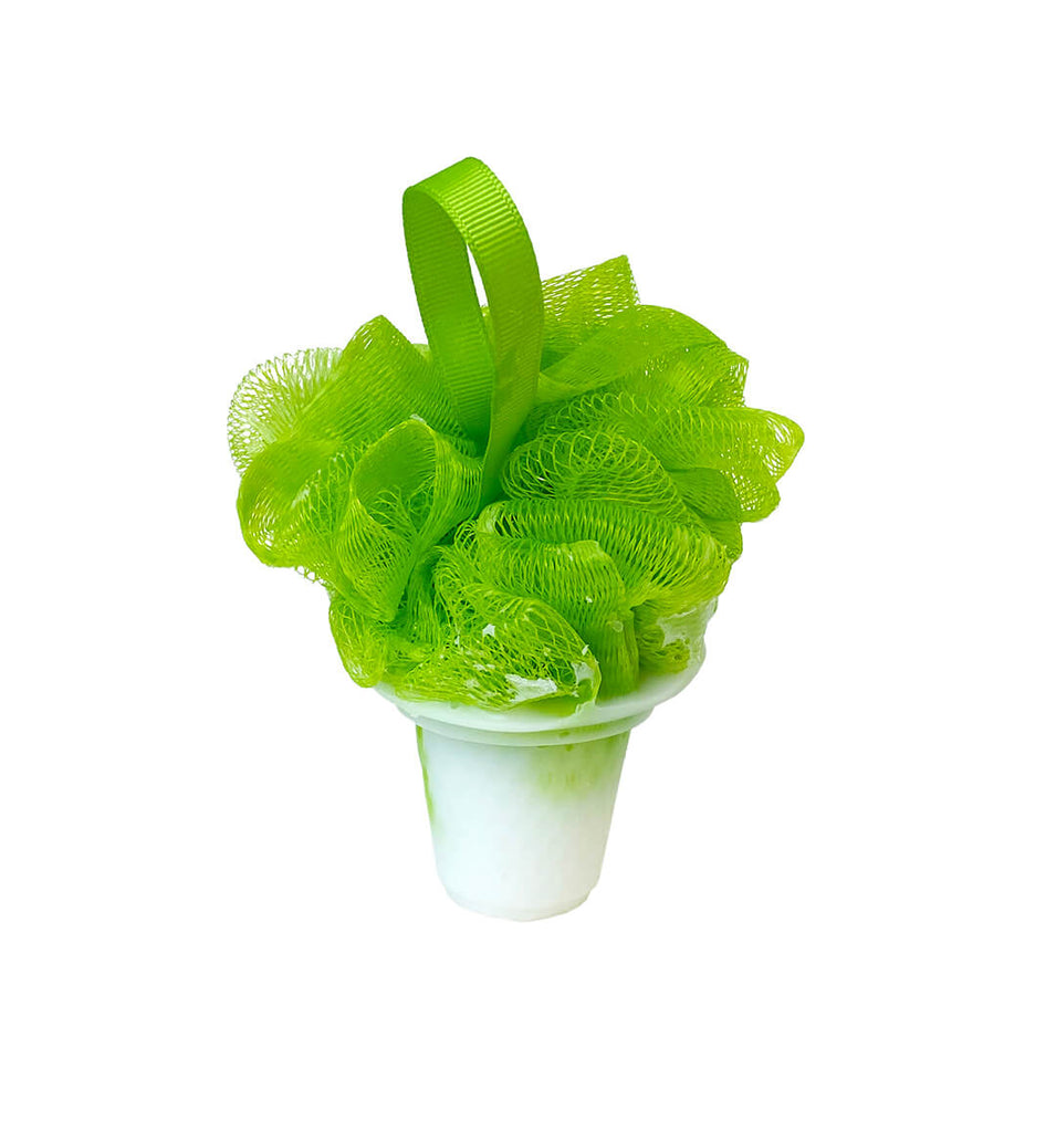 green-pear-ice-cream-cone-soap-n-pouf