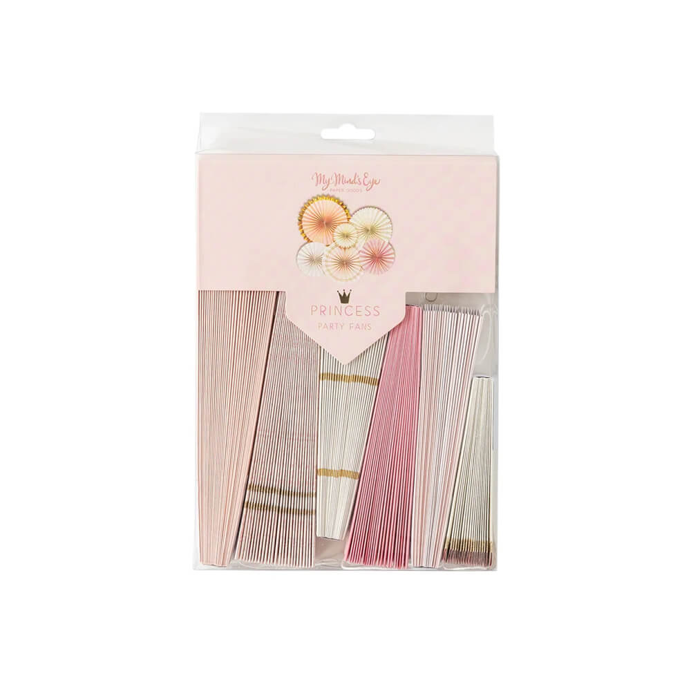 Pink & Gold Decorative Princess Party Fans - bubblegum market