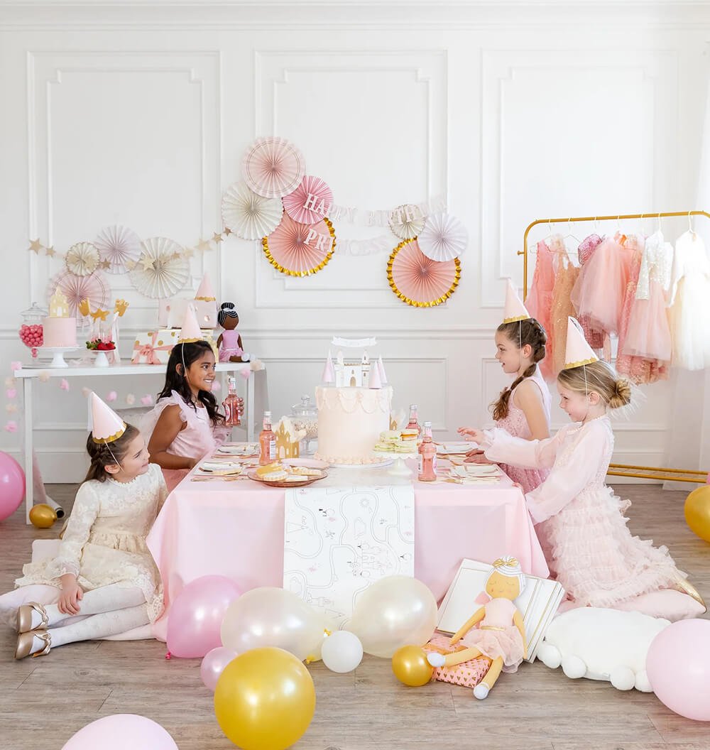 Pink & Gold Decorative Princess Party Fans - bubblegum market