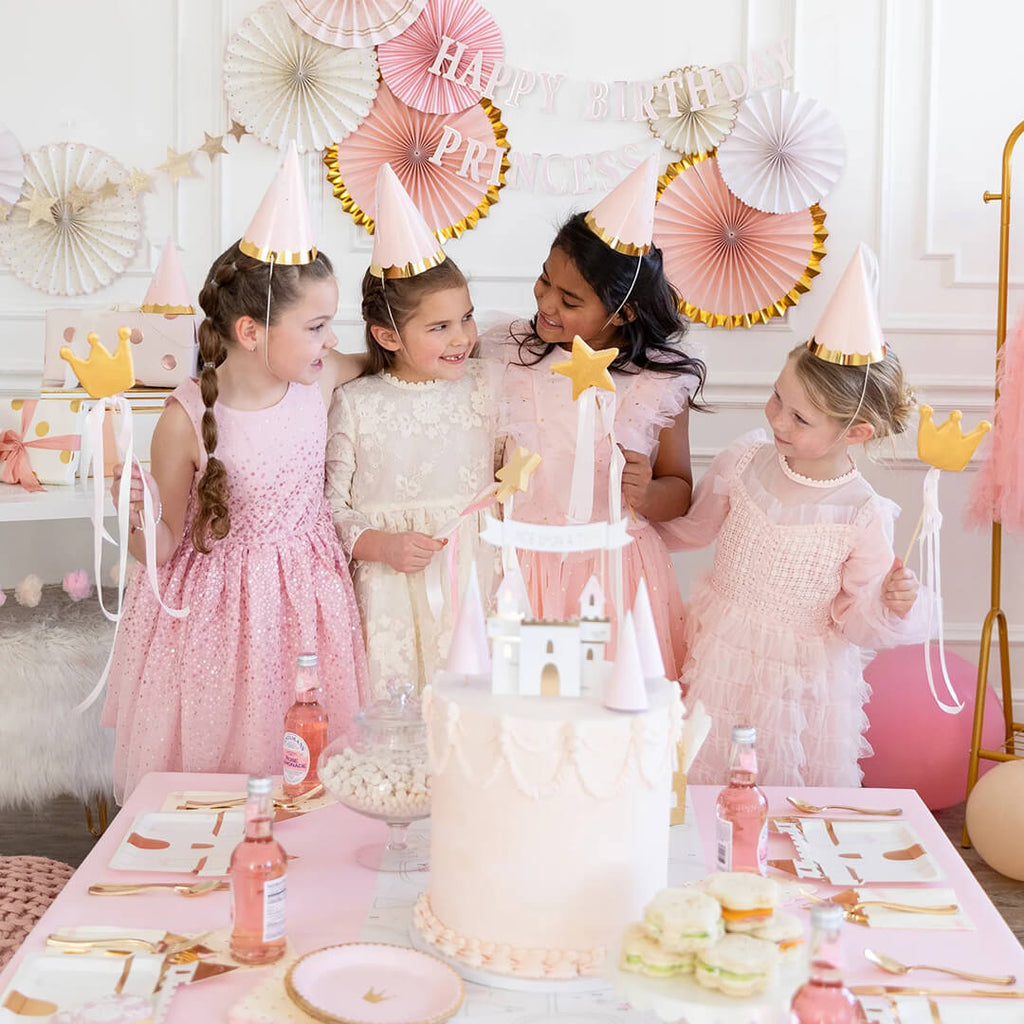 pink-gold-princess-party-hats-styled
