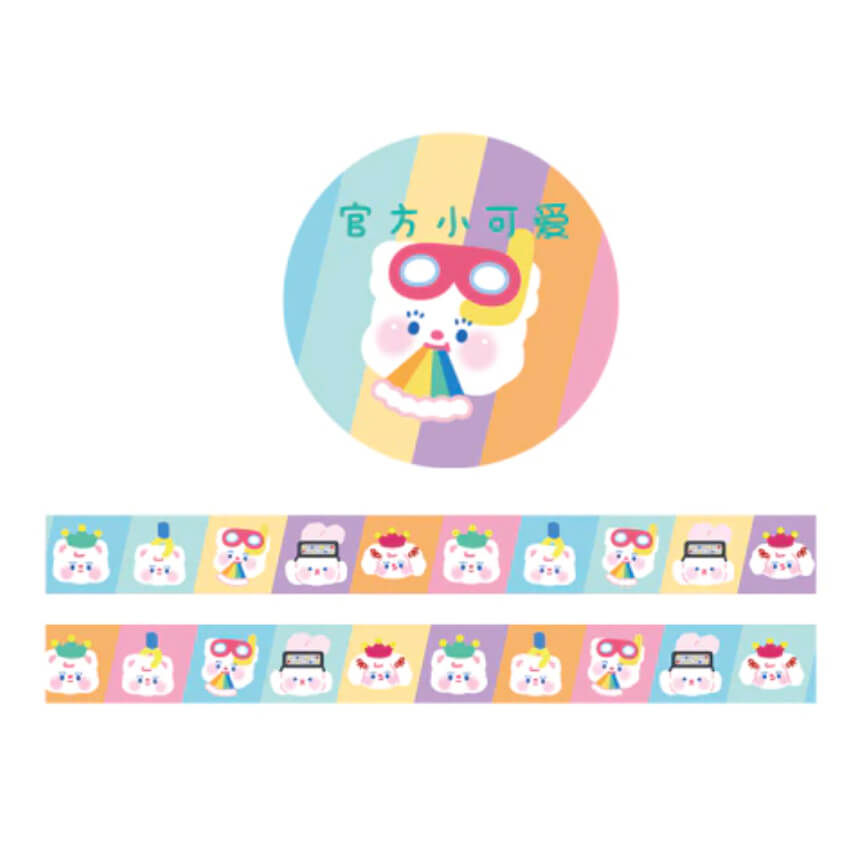 rainbow-bear-and-bunny-heads-korean-stationery-kawaii-washi-tape