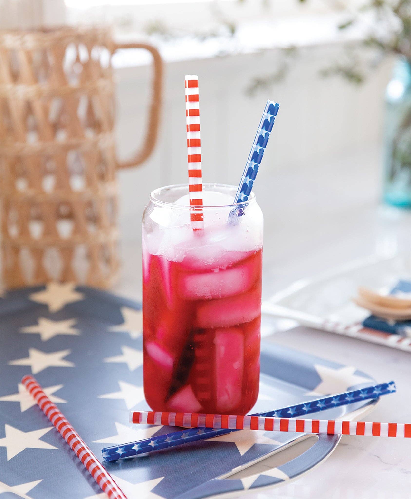 Red Stripe / Blue Star Reusable Straws - bubblegum market