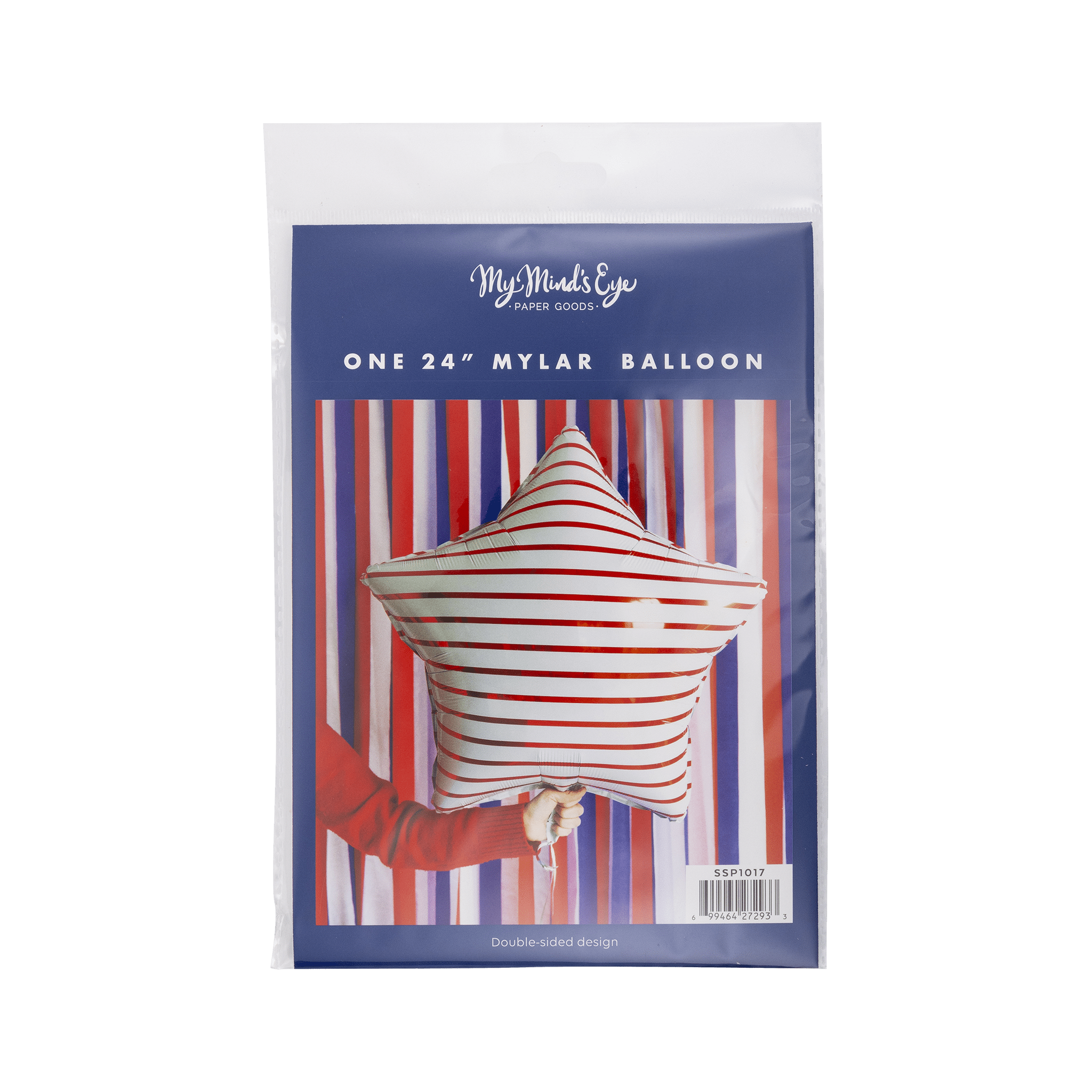 Red - Striped Star - Shaped Mylar Balloon - bubblegum market