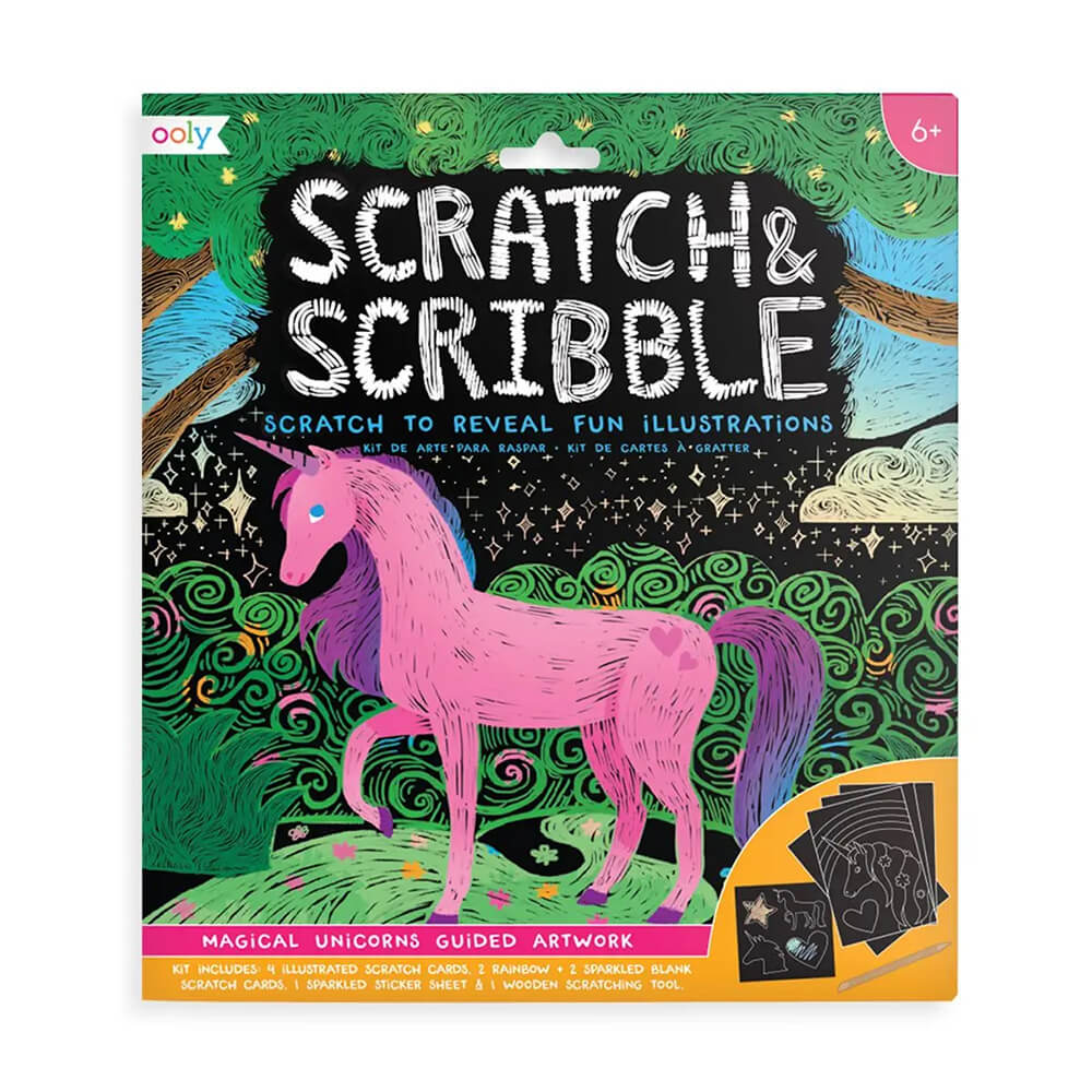 Scratch & Scribble Art Kit: Magical Unicorns - bubblegum market