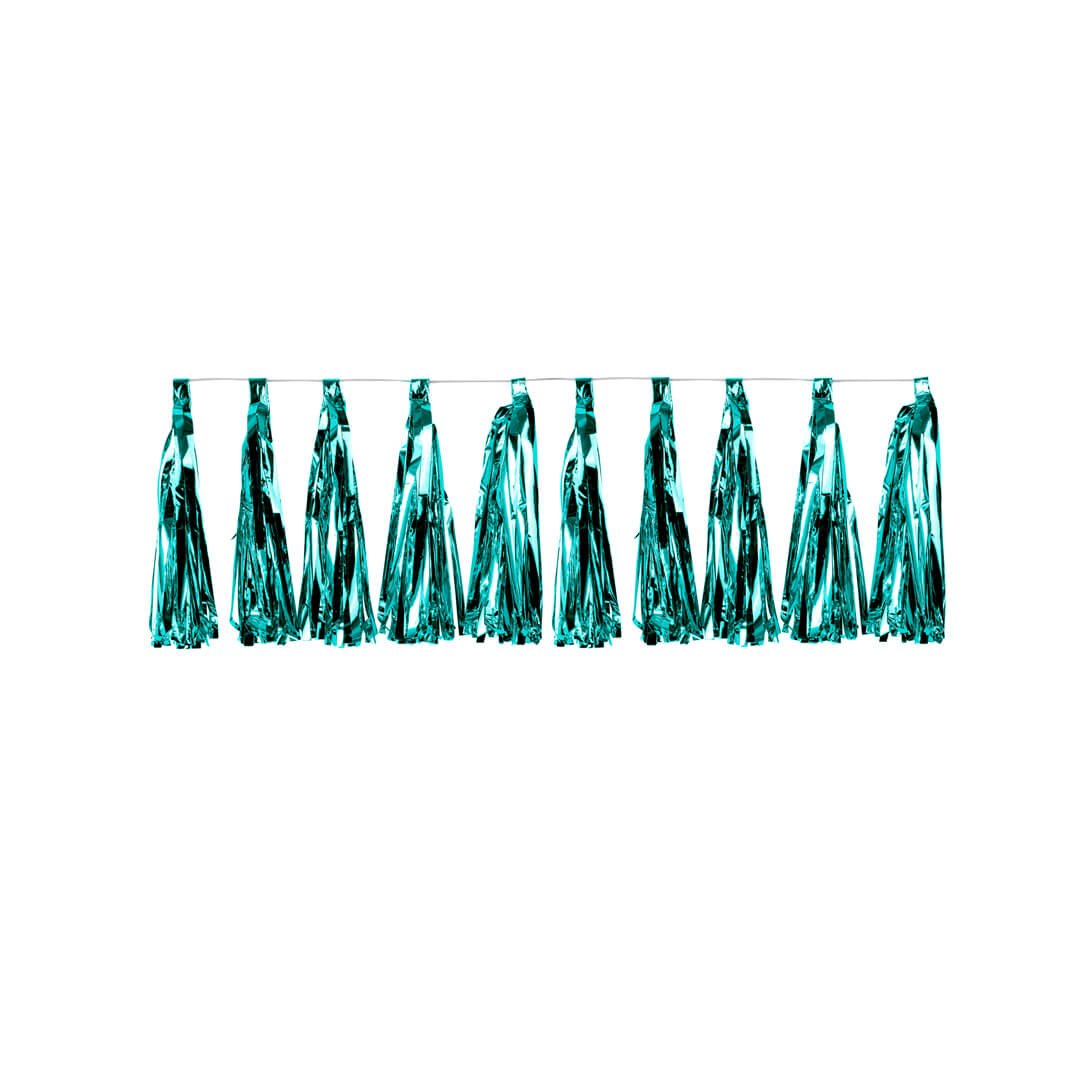 Shiny Metallic Teal Tassel Garland - bubblegum market