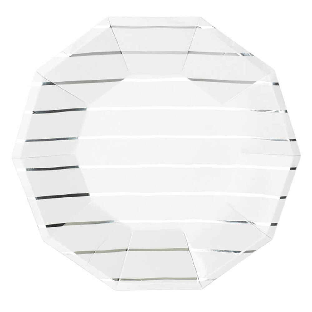 Silver Frenchie Striped Large Plates 9.5" - bubblegum market