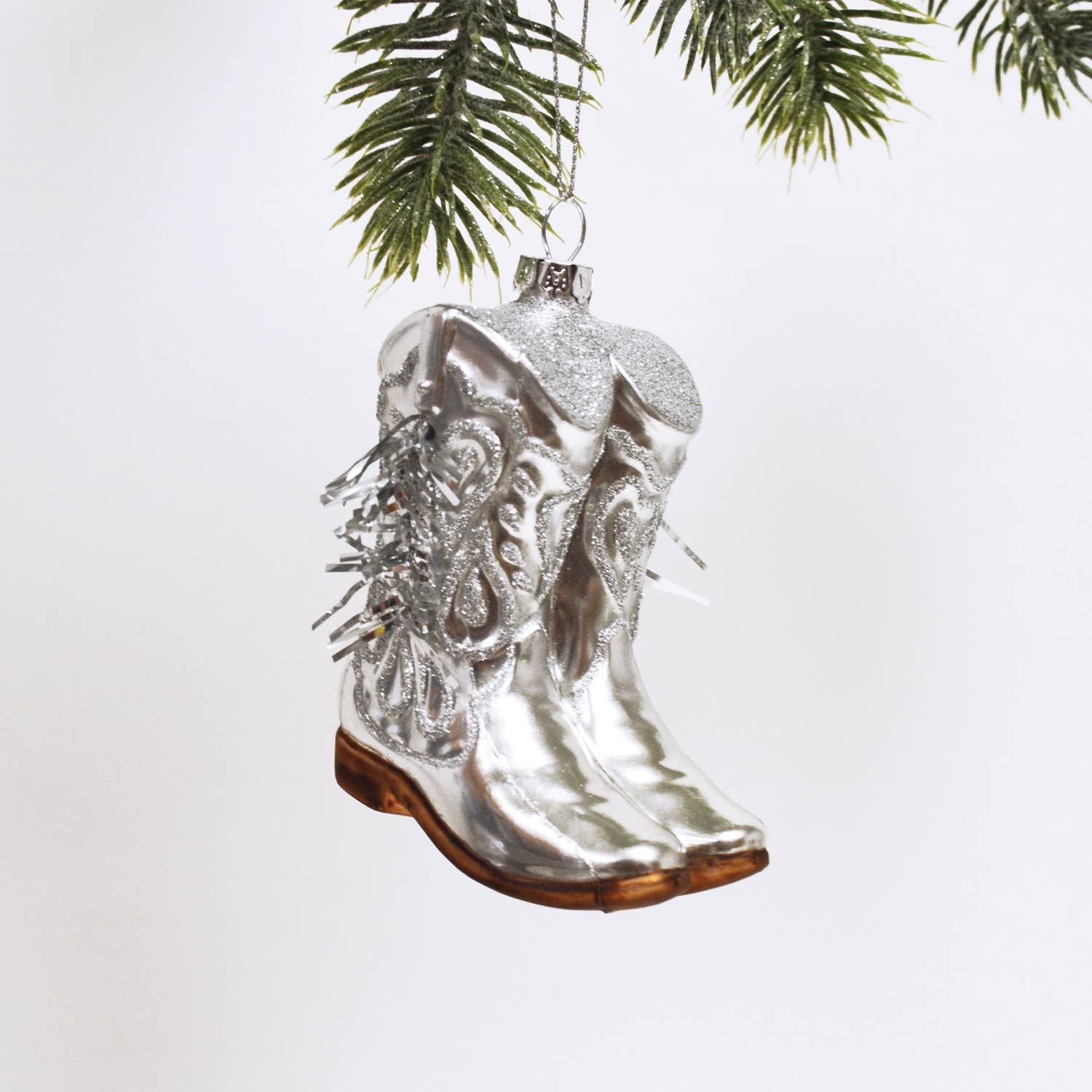 Silver Fringe Cowboy Boot Ornament - bubblegum market