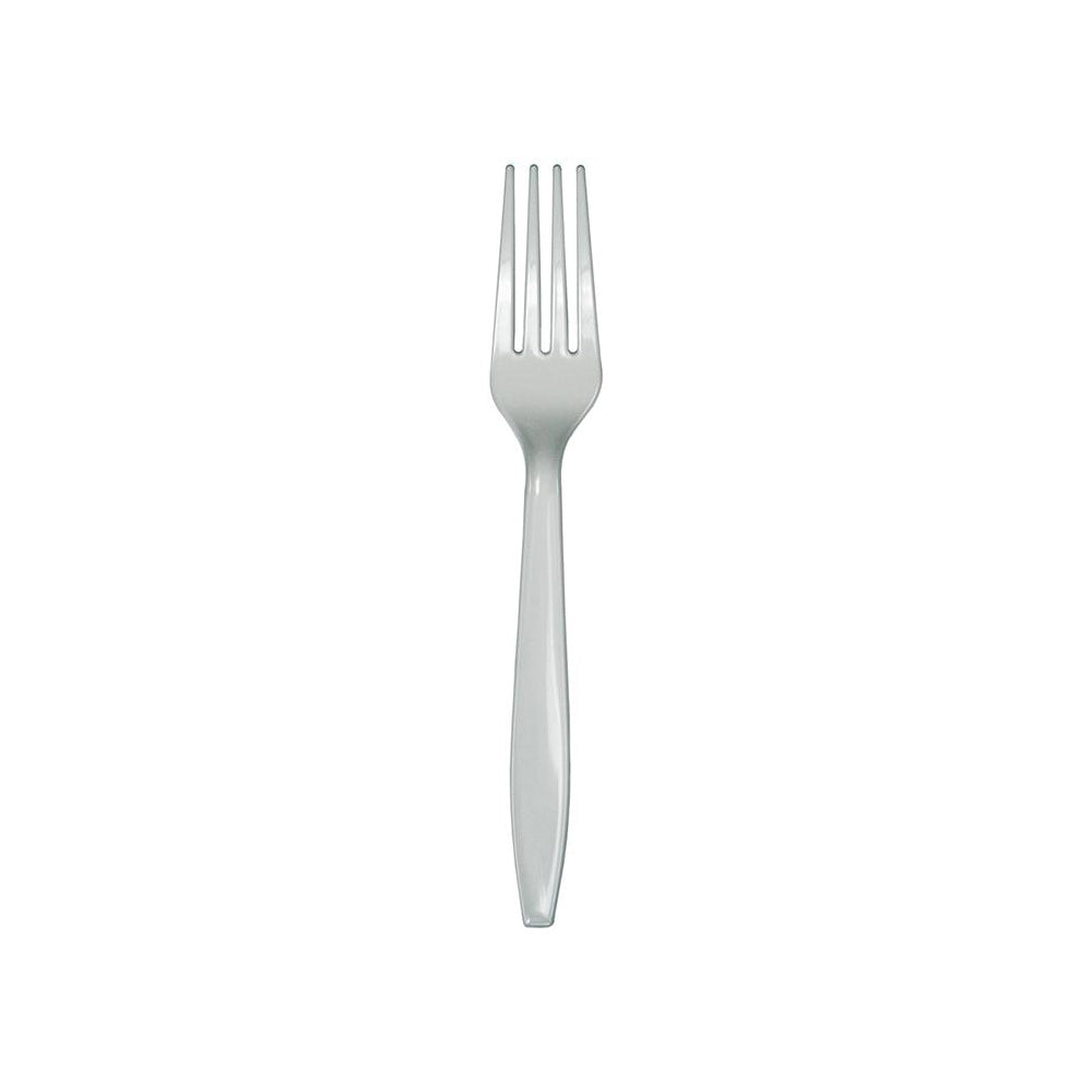 Silver Plastic Forks 24ct