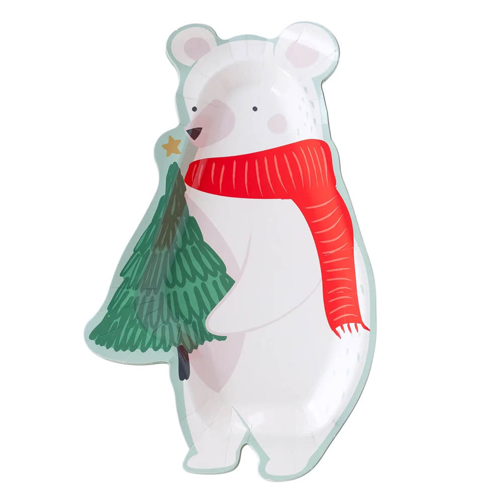 Snow Fun Polar Bear - Shaped Plates 11" - bubblegum market