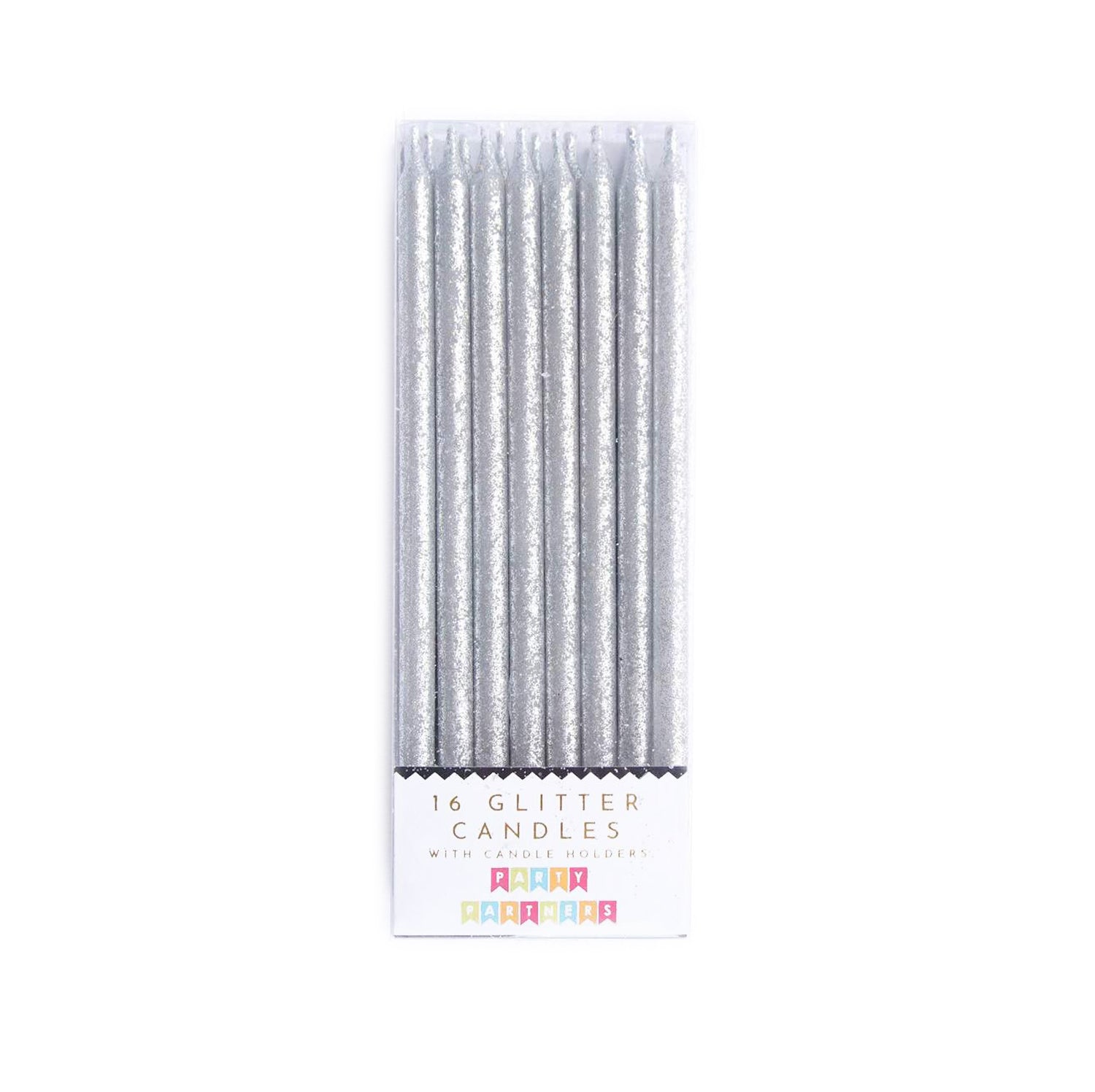 Solid Silver Glitter Candle Set - bubblegum market