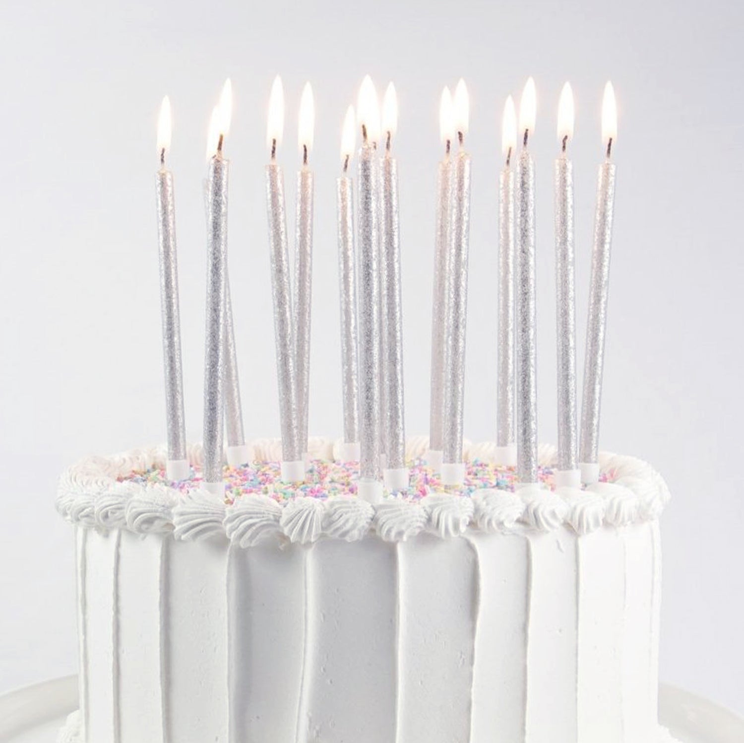 Solid Silver Glitter Candle Set - bubblegum market