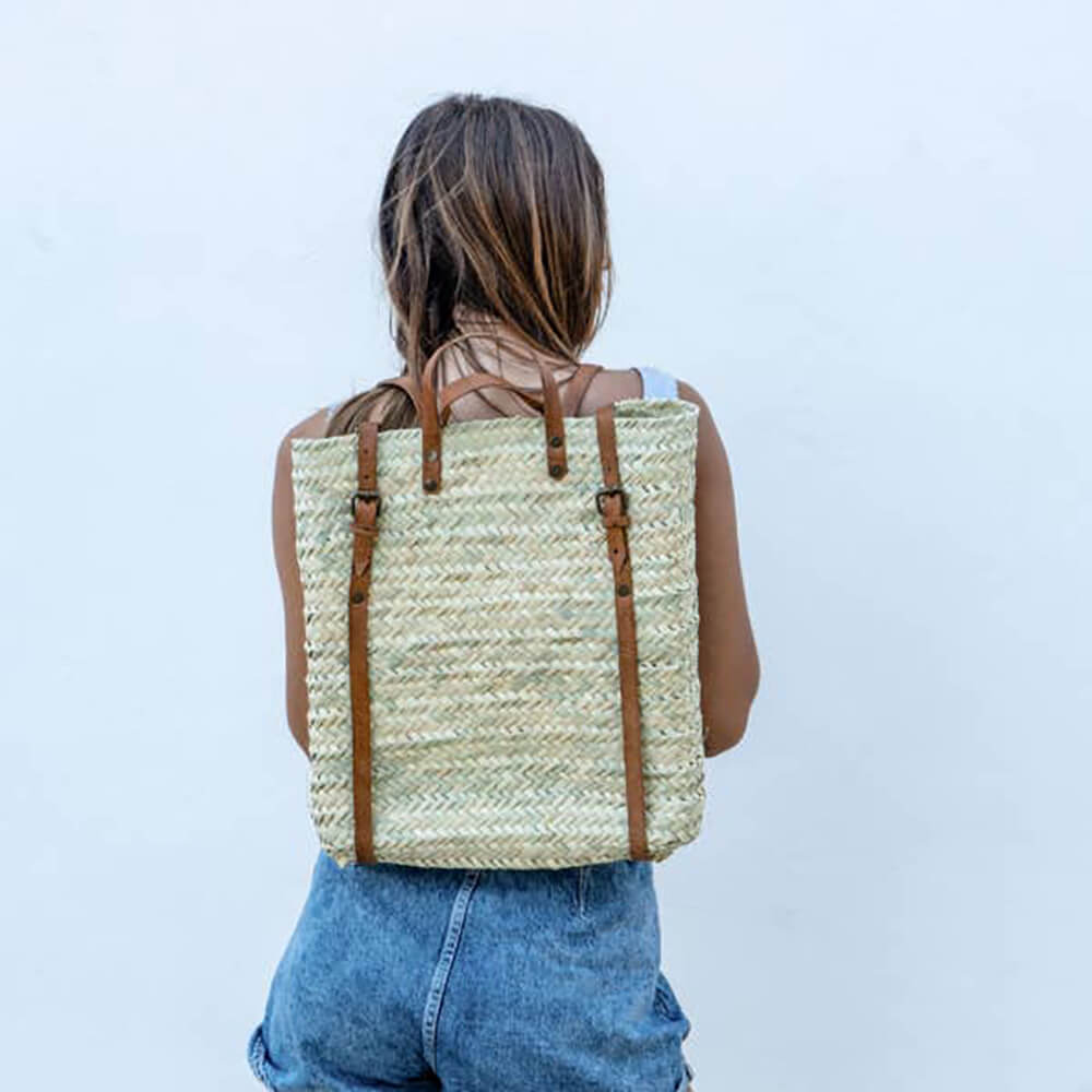 Square Backpack Tote (Light Brown) - bubblegum market