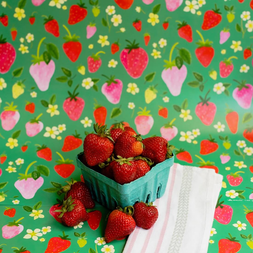 strawberries-wrapping-paper-strawberry-gift-wrap-styled
