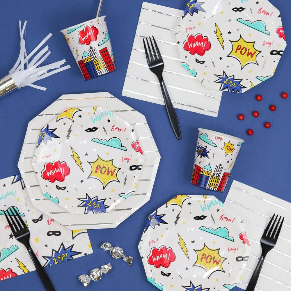 Superhero Party Paper Plates 7.5" - bubblegum market