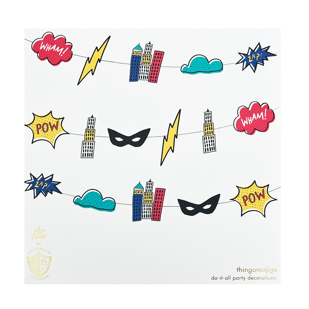 Superhero Thingamajigs Party Decorations / Banner - bubblegum market