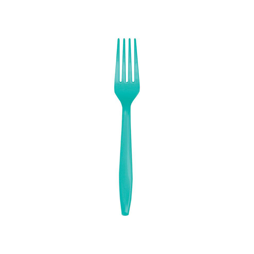 Teal Plastic Forks 24ct