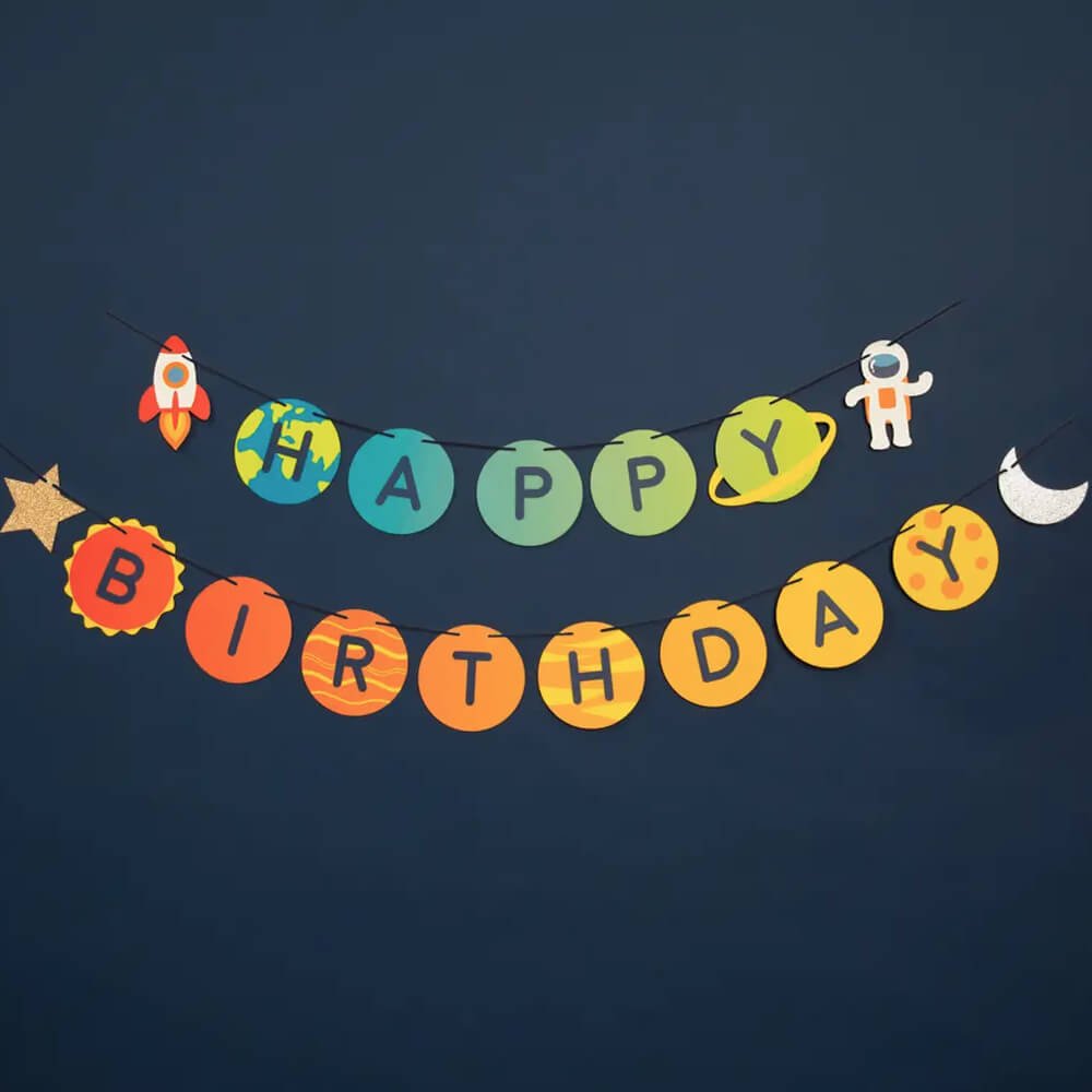 Trip To The Moon Outer Space Birthday Banner - bubblegum market
