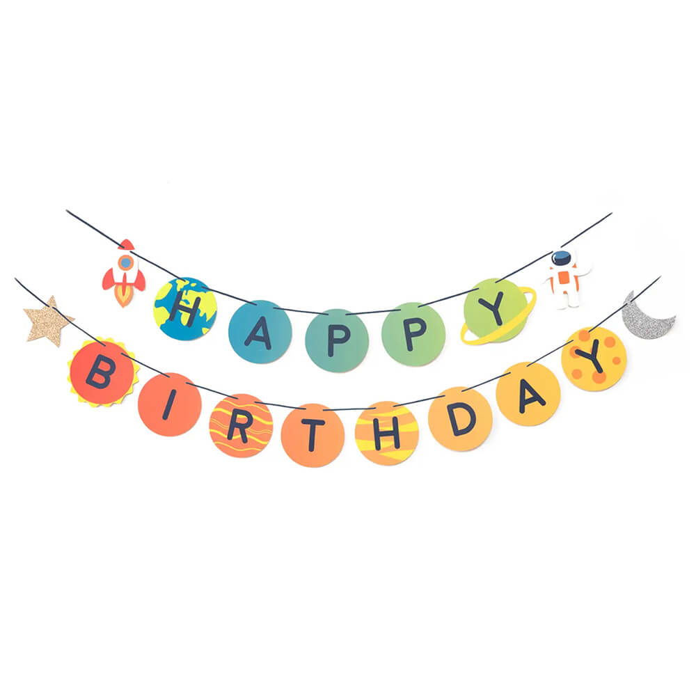 Trip To The Moon Outer Space Birthday Banner - bubblegum market