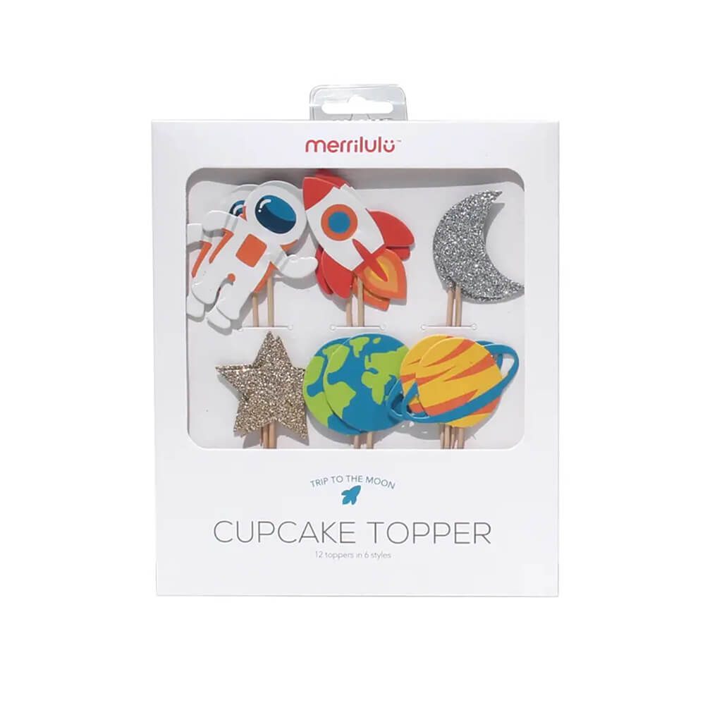 Trip To The Moon Outer Space Cupcake Toppers - bubblegum market