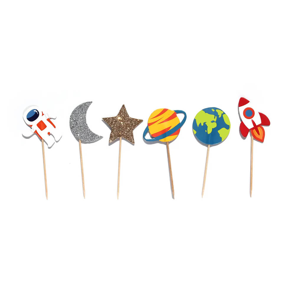 Trip To The Moon Outer Space Cupcake Toppers - bubblegum market