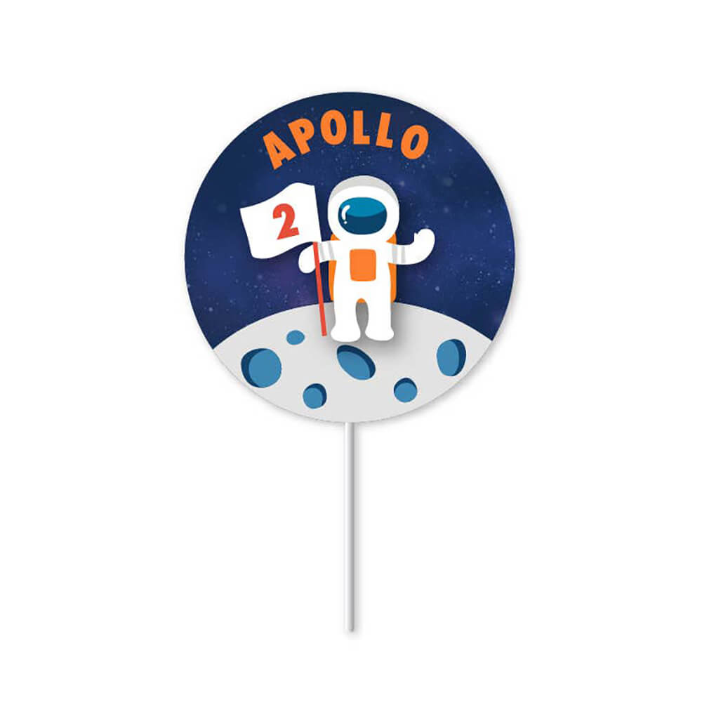 Trip To The Moon Outer Space Customizable Cake Topper - bubblegum market