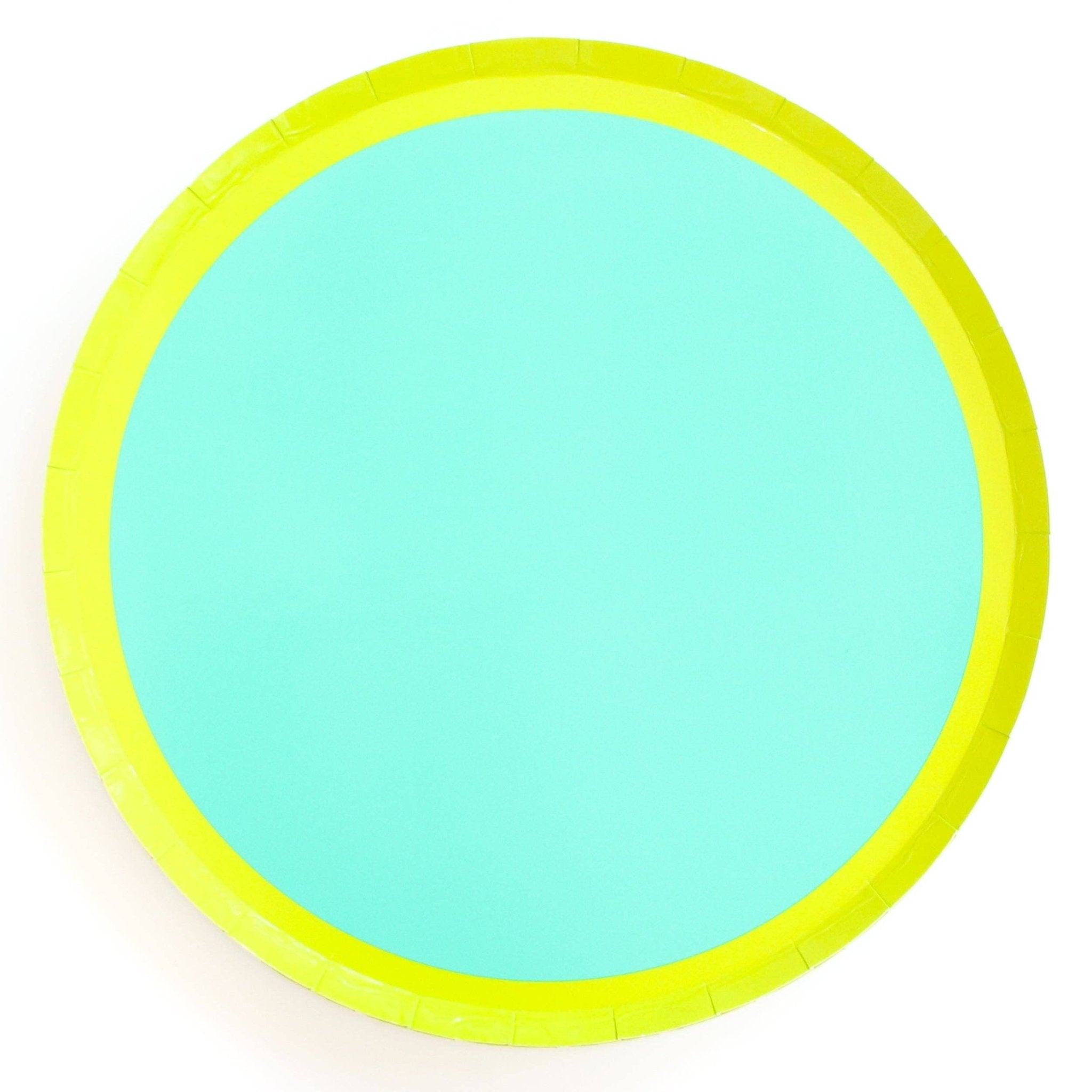 Turquoise & Lime Color - Blocked Paper Dinner Plates 10" - bubblegum market
