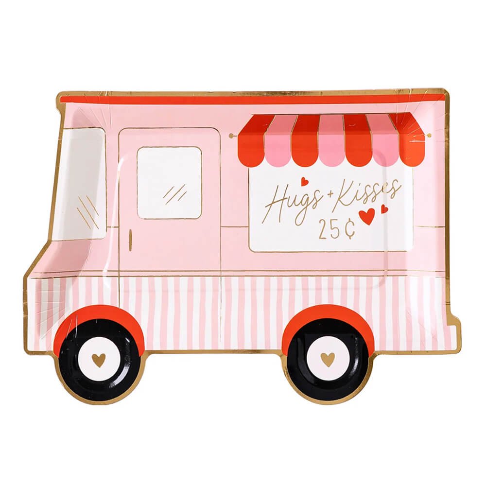 Valentine's Day Truck - Shaped Plates 9.5" - bubblegum market