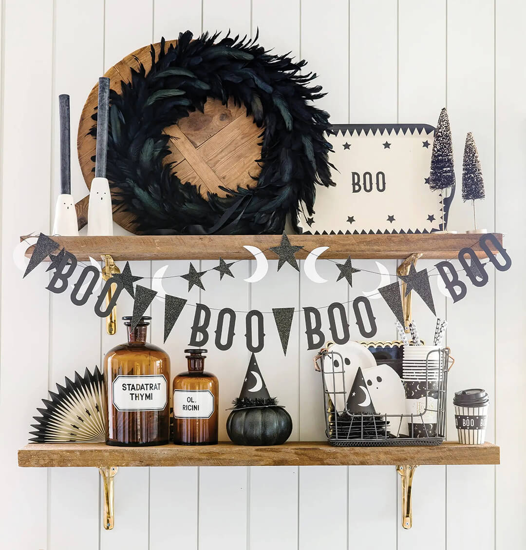 Vintage Halloween Boo With Stars Banner Set - bubblegum market