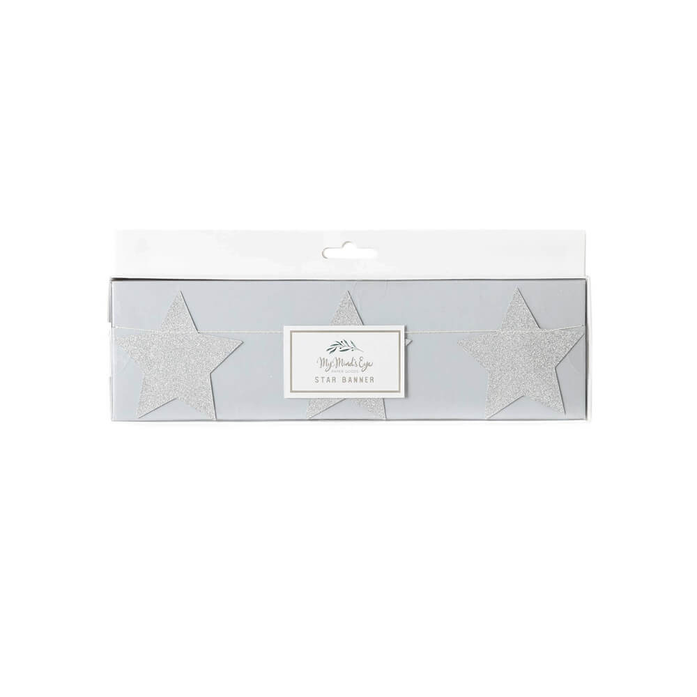 White Glitter Stars Banner - bubblegum market