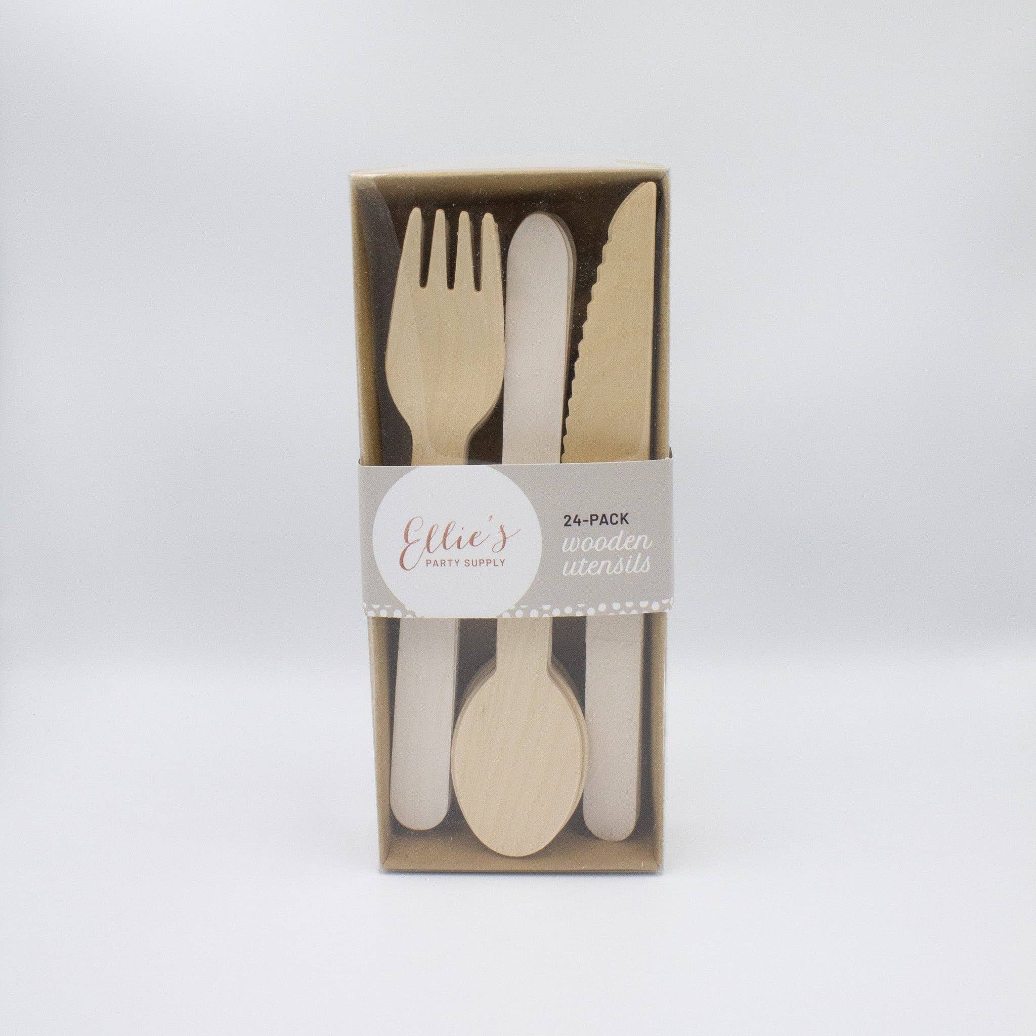 White Wooden Cutlery - bubblegum market